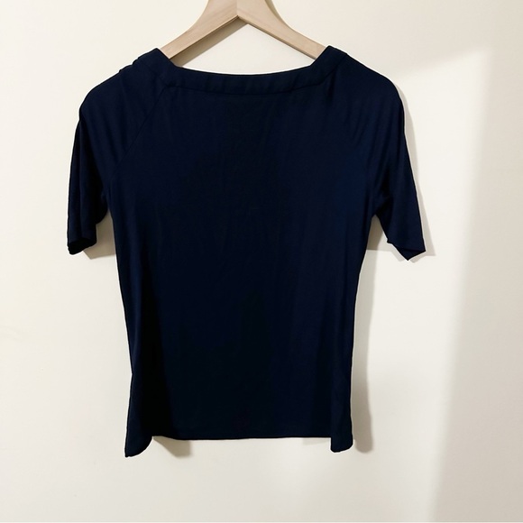 Talbots Womens Navy Blue Short Sleeve Blouse Business Sz. SP - Picture 2 of 8